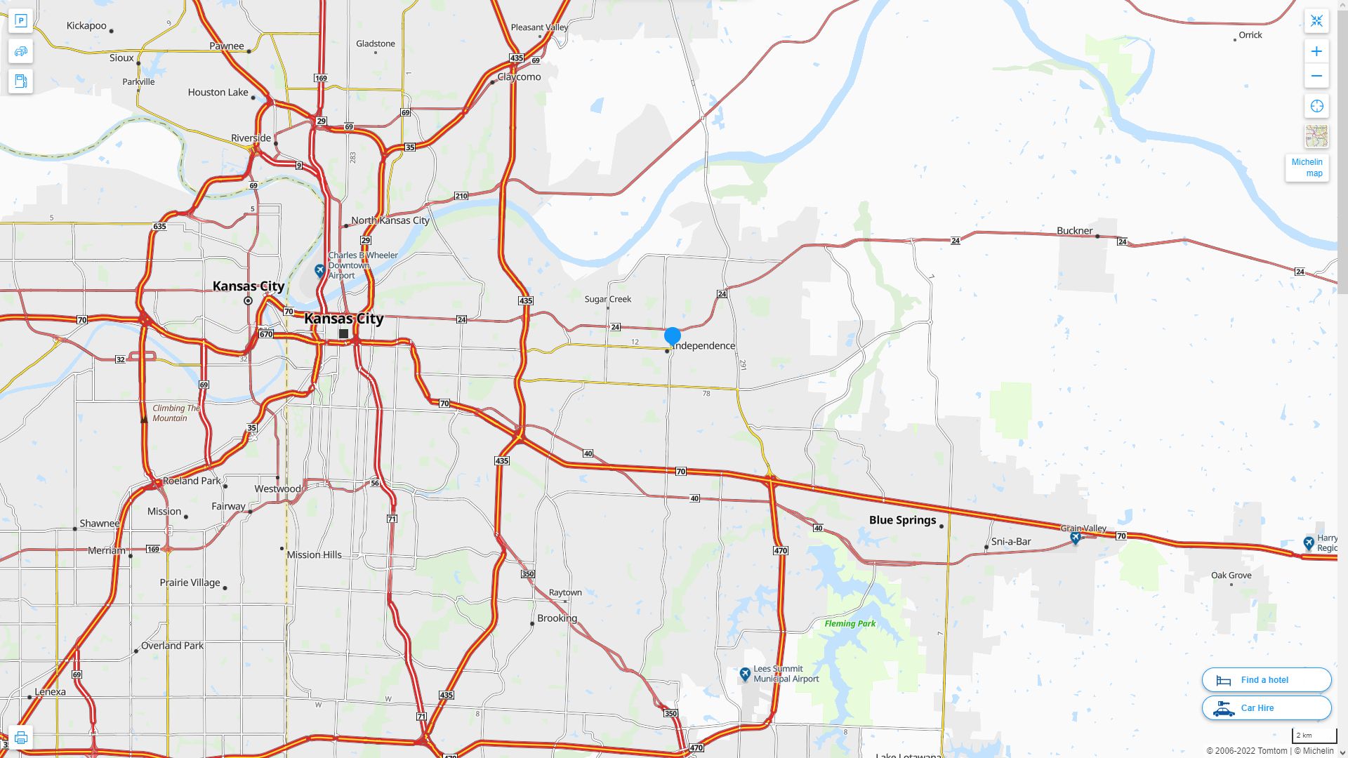 independence Missouri Highway and Road Map